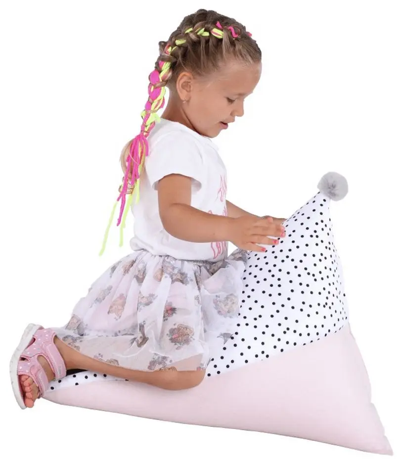 Fotoliu sac pentru copii Mobhaus Pompom (White/Pink)