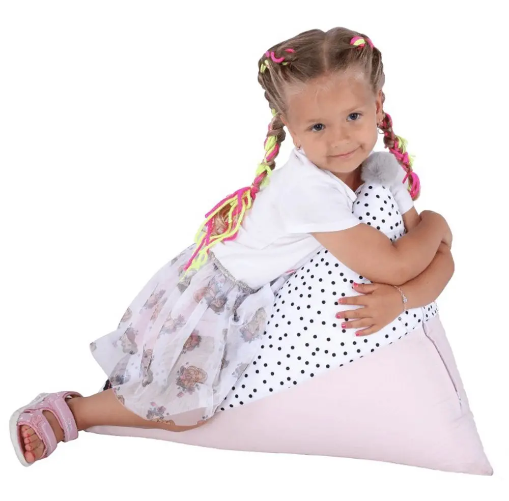 Fotoliu sac pentru copii Mobhaus Pompom (White/Pink)