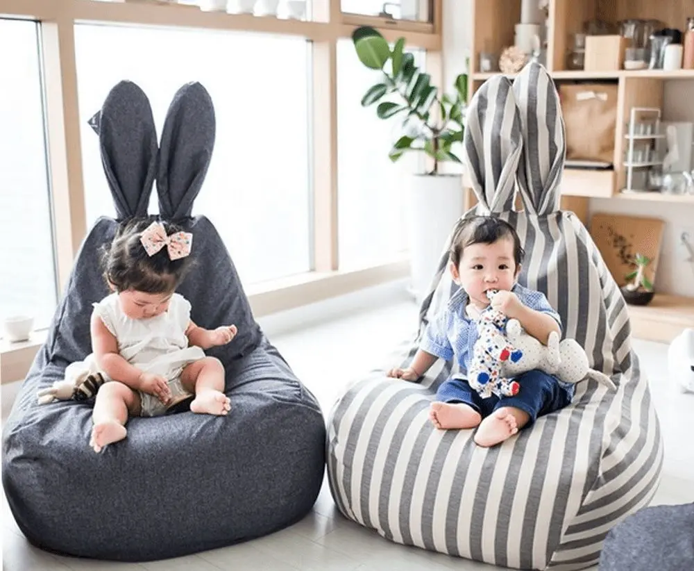 Детское кресло-мешок Tempo Kondela SitOnMe Lapin (White/Gray)