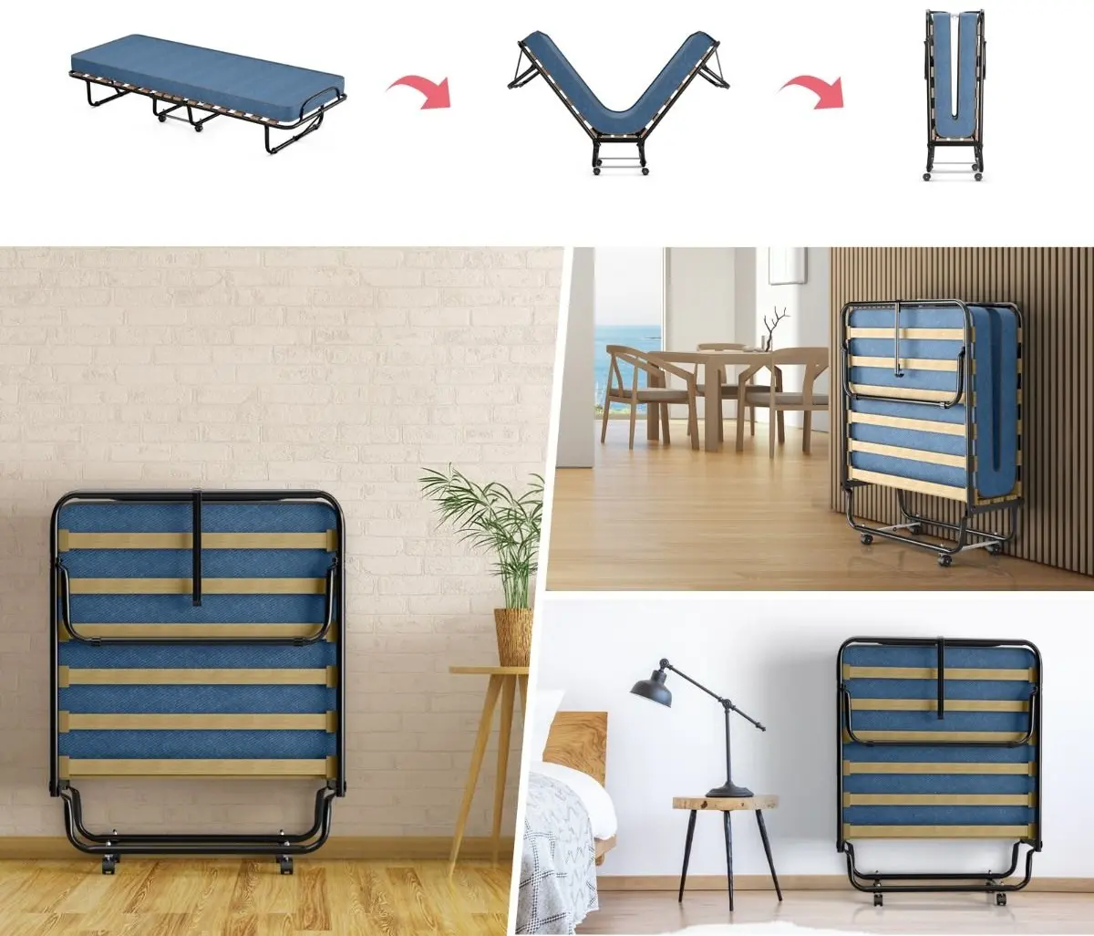 Pat pliabil Costway HW72809NY (Black/Blue)