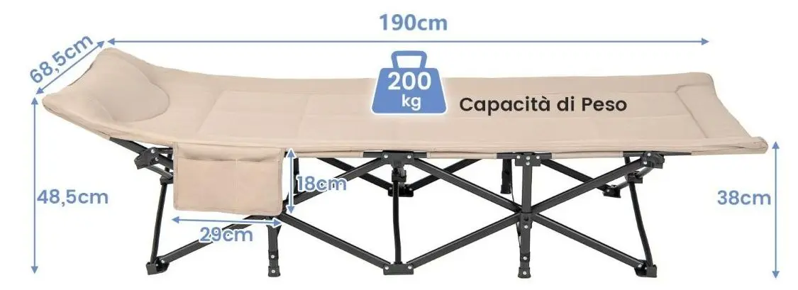 Pat pliabil Costway NP11308CF (Light Brown) - 4