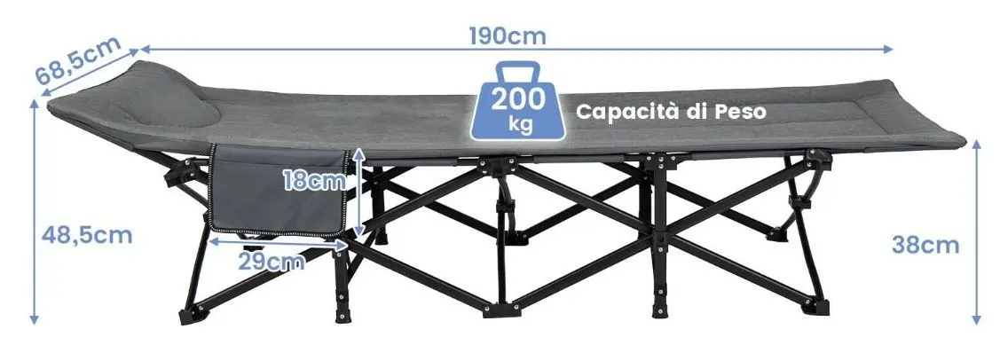 Pat pliabil Costway NP11308GR (Grey)