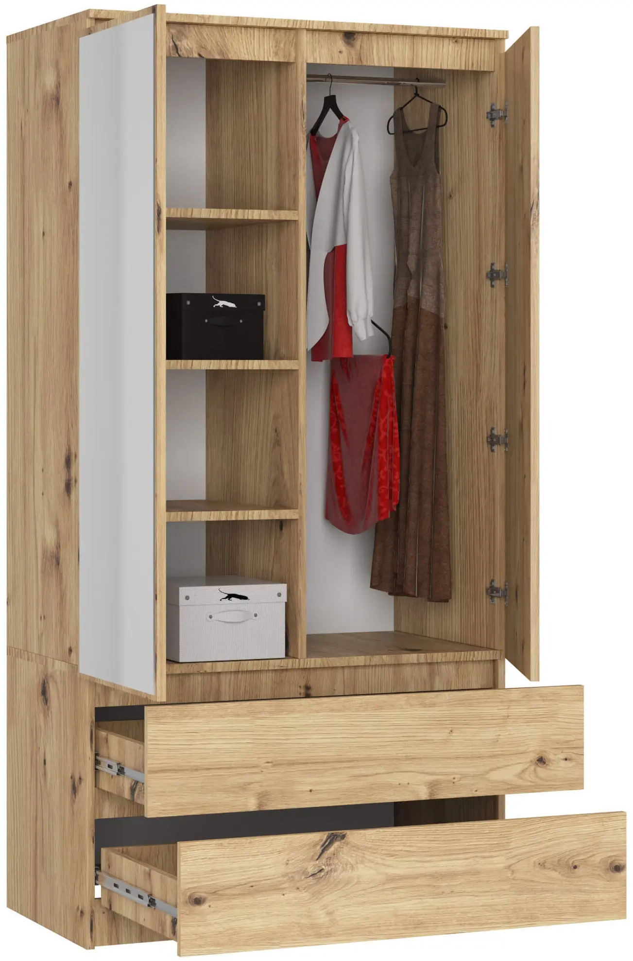 Dulap Akord S90 2D 2SZ 2 Lustro (Artisan Oak)