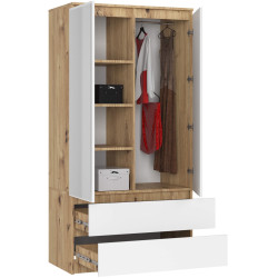 Шкаф Akord S90 2D 2SZ 2 Lustro (Artisan Oak/White) Thumb