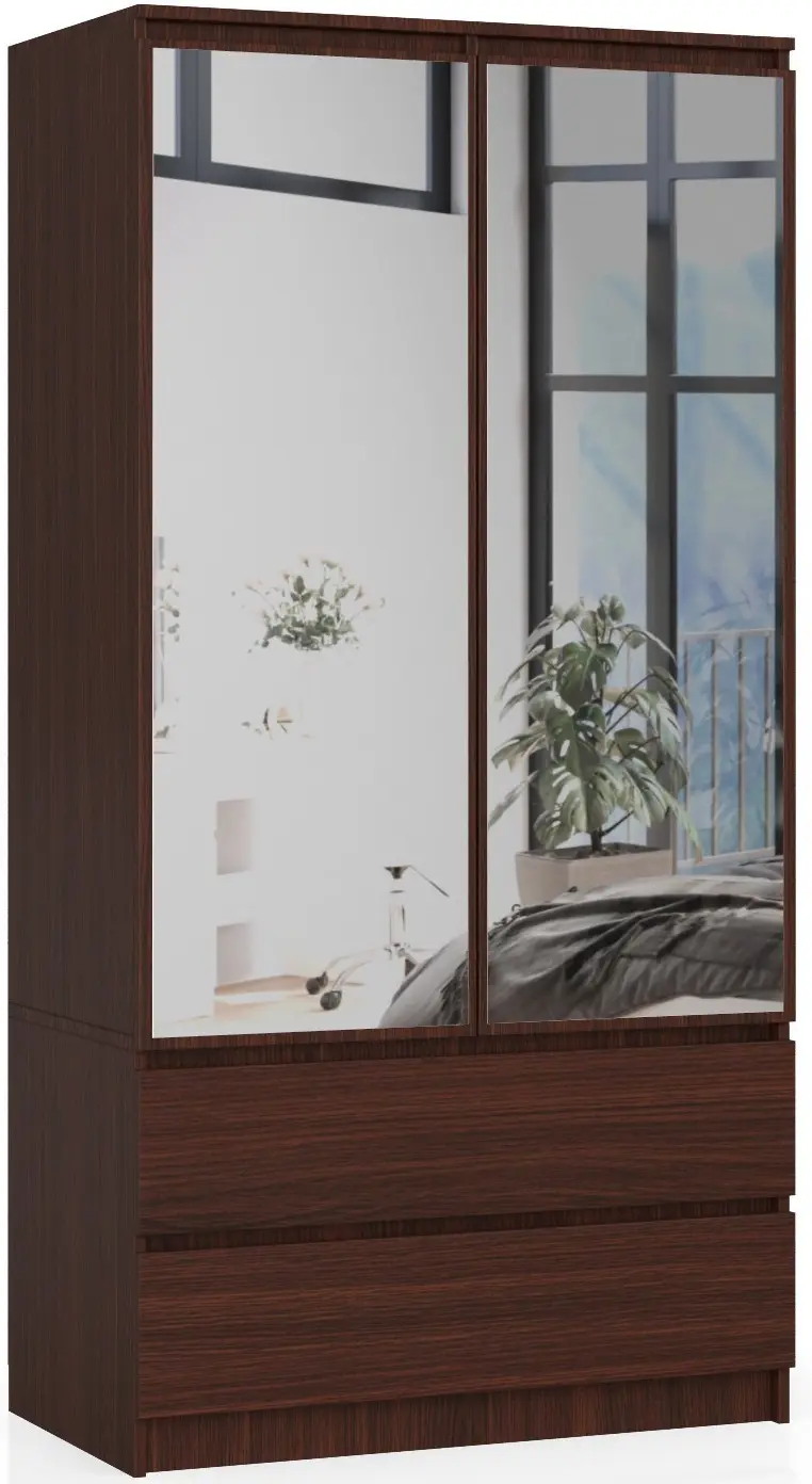 Dulap Akord S90 2D 2SZ 2 Lustro (Wenge)