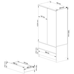 Dulap Akord S90 2D 2SZ 2 Lustro (Wenge) Thumb