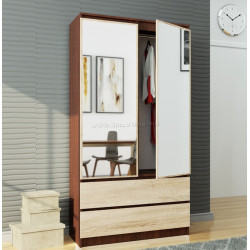 Dulap Akord S90 2D 2SZ 2 Lustro (Wenge/Sonoma Oak)