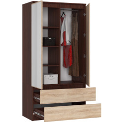 Dulap Akord S90 2D 2SZ 2 Lustro (Wenge/Sonoma Oak) Thumb