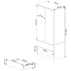 Dulap Akord S90 2D 2SZ 2 Lustro (Wenge/Sonoma Oak) Thumb