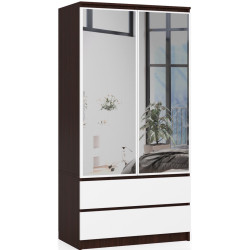 Dulap Akord S90 2D 2SZ 2 Lustro (Wenge/White) Thumb