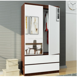 Dulap Akord S90 2D 2SZ 2 Lustro (Wenge/White)