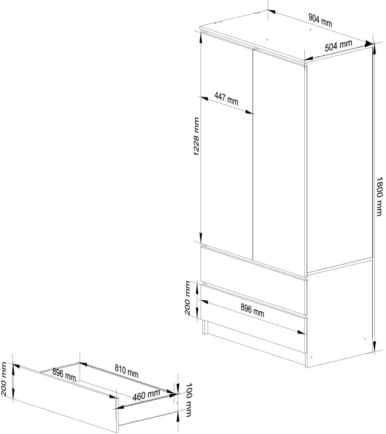 Dulap Akord S90 2D 2SZ (Alder)