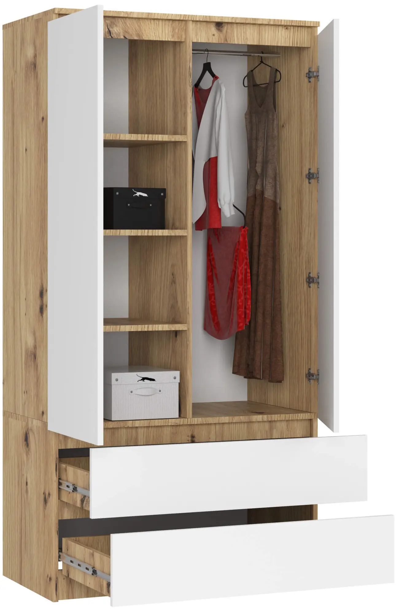 Dulap Akord S90 2D 2SZ (Artisan Oak/White)