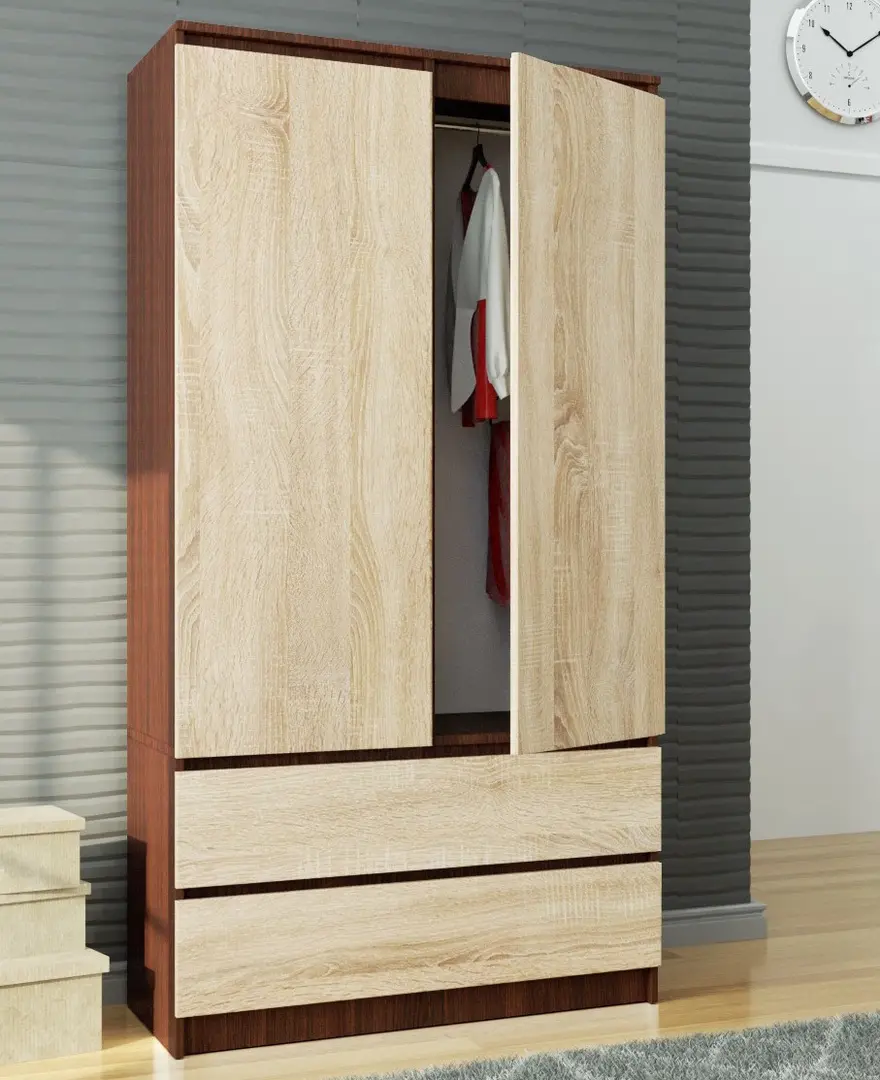 Dulap Akord S90 2D 2SZ (Wenge/Sonoma Oak)