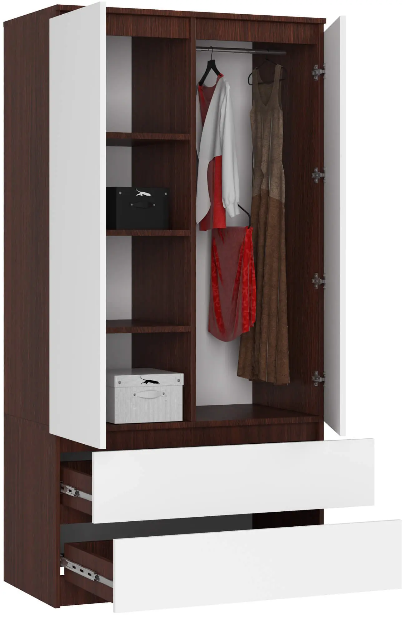 Шкаф Akord S90 2D 2SZ (Wenge/White)