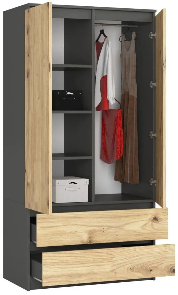 Шкаф Akord S90 2D2S (Graphite Grey/Artisan Oak)