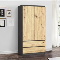 Dulap Akord S90 2D2S (Graphite Grey/Artisan Oak)