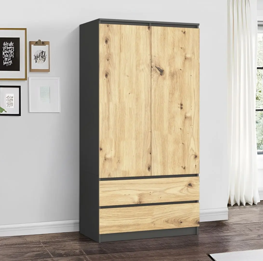 Шкаф Akord S90 2D2S (Graphite Grey/Artisan Oak)