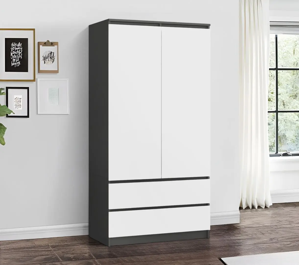 Шкаф Akord S90 2D2S (Graphite Grey/White)