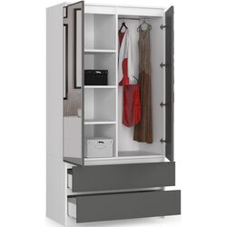 Шкаф Akord S90 2D2SZ 2 Lustro (White/Graphite Gray) Thumb