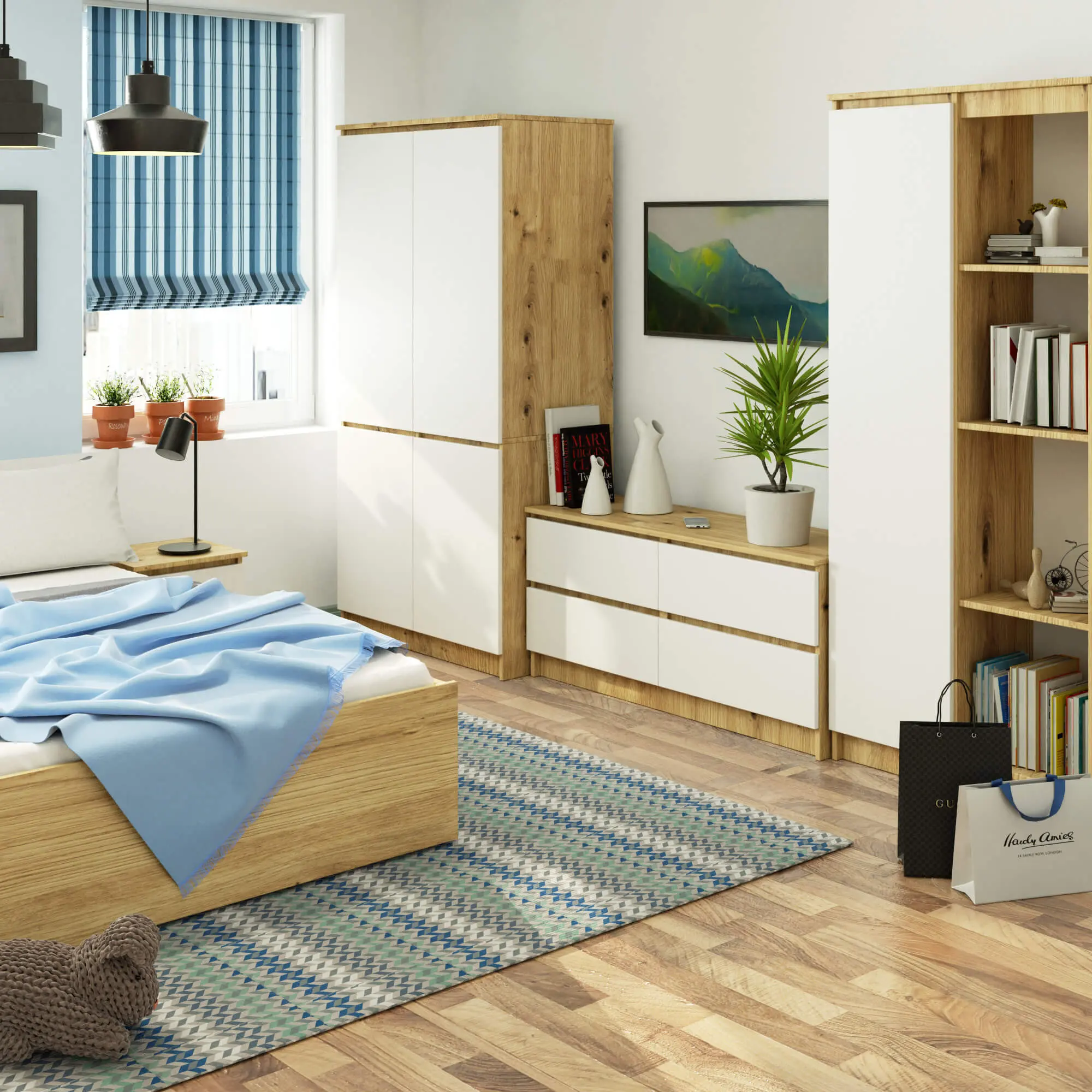 Dulap Akord S90 4D (Artisan Oak/White)