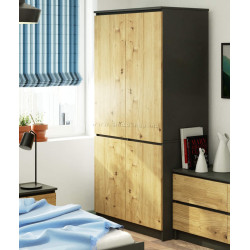 Dulap Akord S90 4D (Graphite Grey/Artisan Oak)