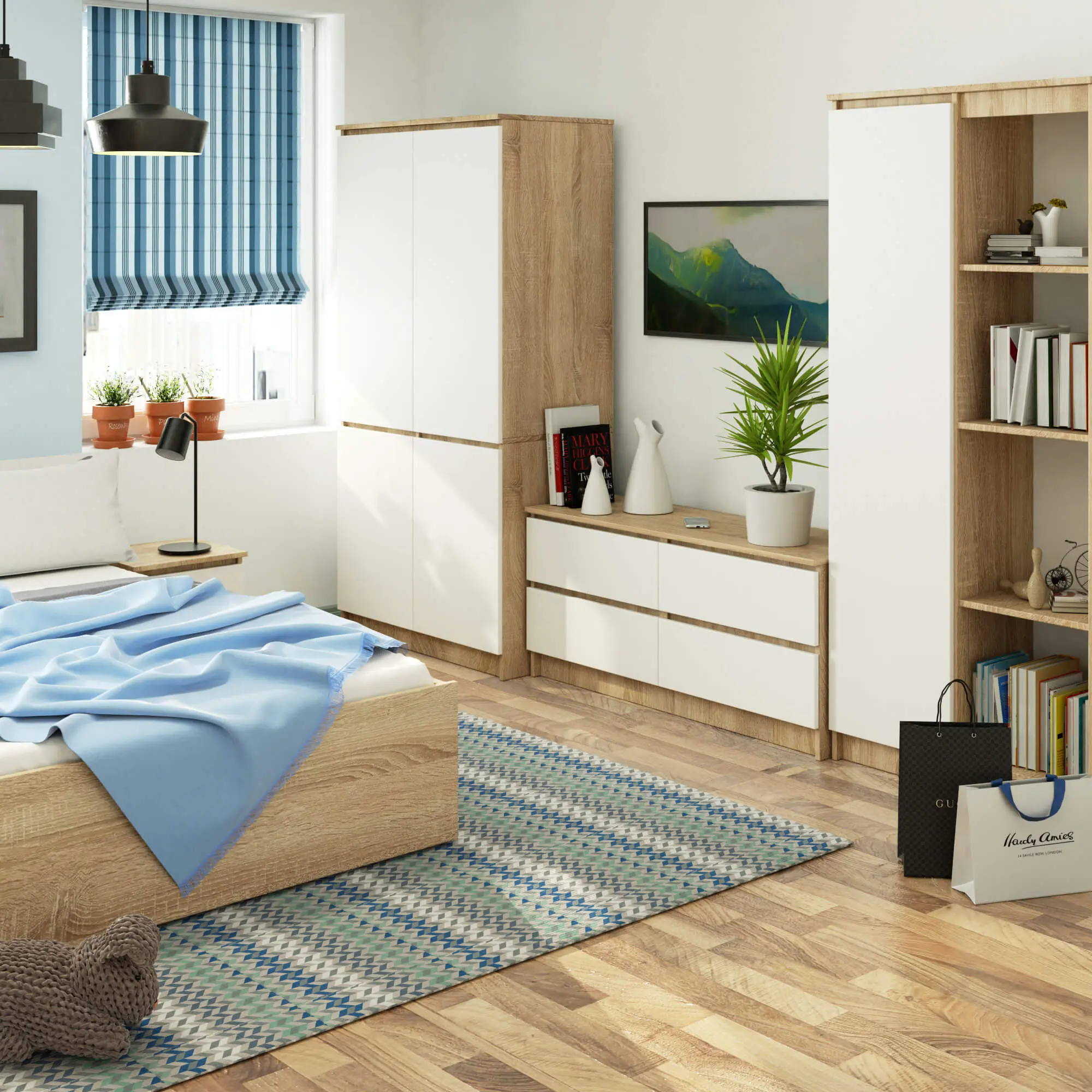 Шкаф Akord S90 4D (Sonoma Oak/White)