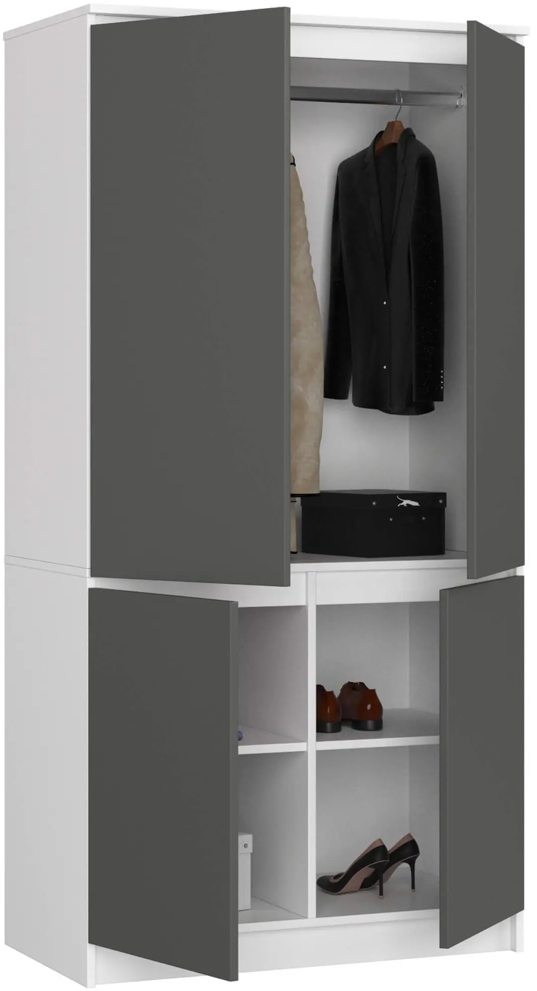 Dulap Akord S90 4D (White/Graphite Grey)