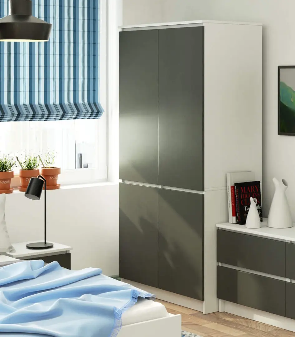 Dulap Akord S90 4D (White/Graphite Grey)