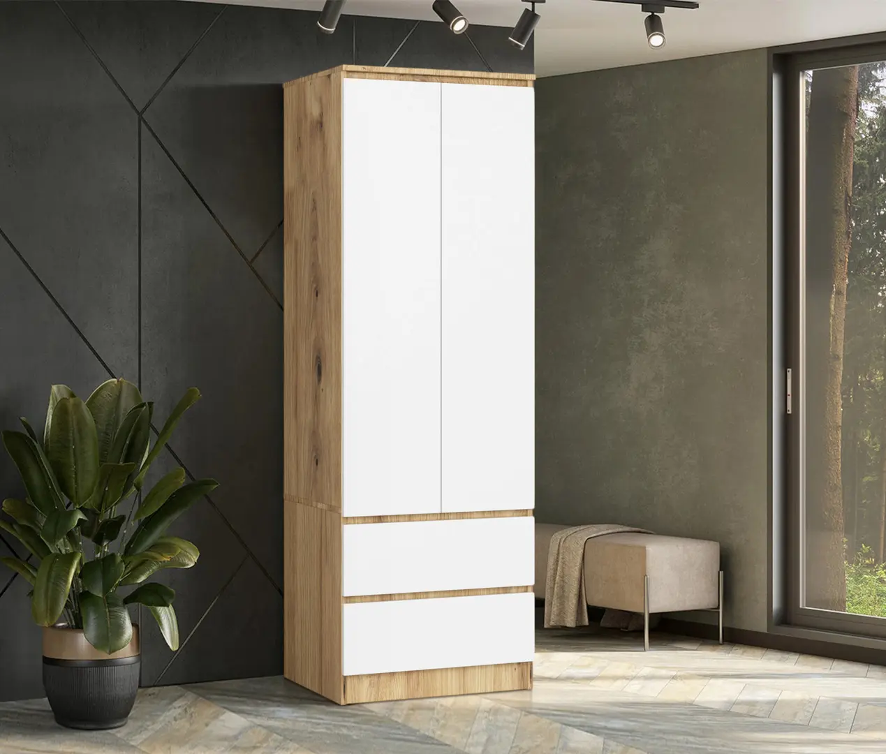 Шкаф Akord Star S60 2D 2SZ (Artisan Oak/White)