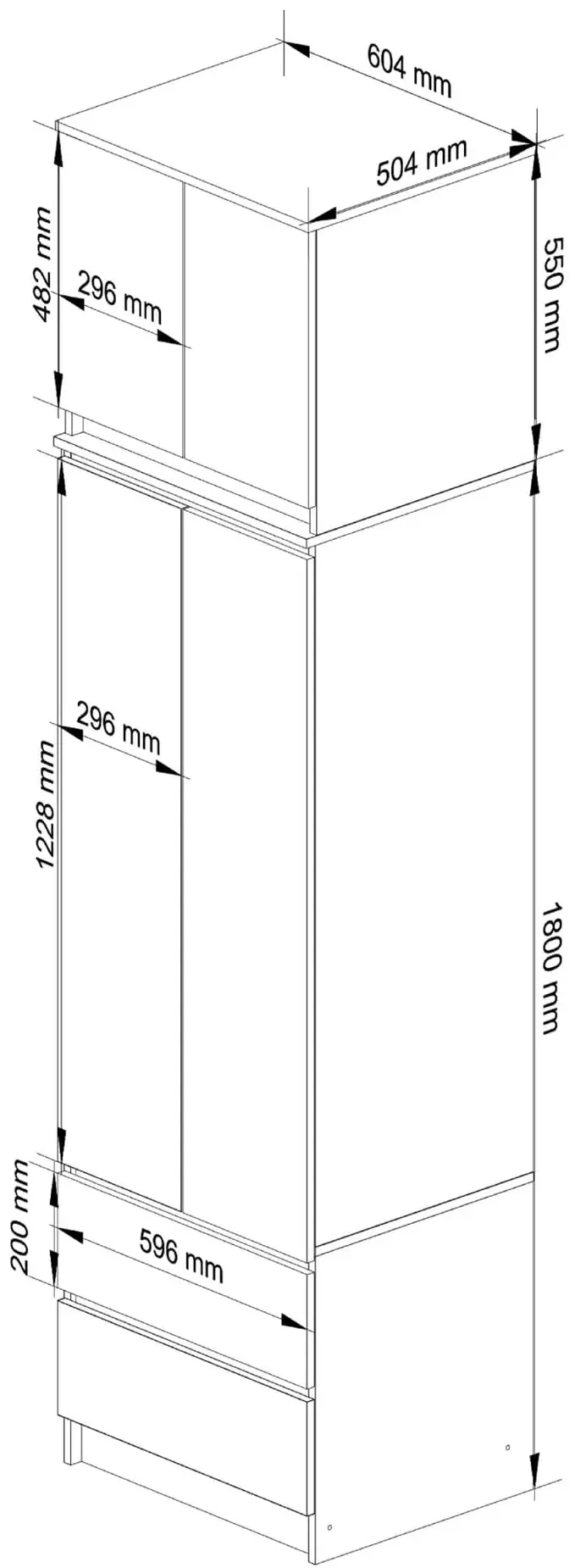 Dulap Akord Star S60 2D 2SZ CLP PK Mezanin (Wenge) - 5