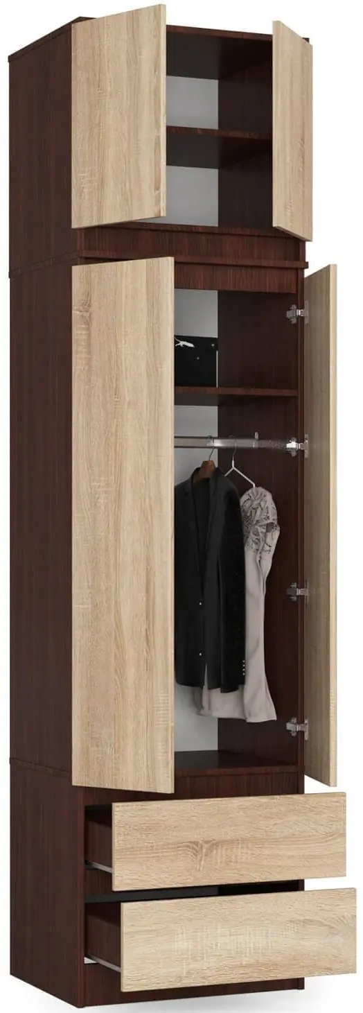 Шкаф Akord Star S60 2D 2SZ CLP PK Антресоль (Wenge/Sonoma Oak) - 4