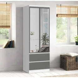 Dulap Akord Star S60 2D 2SZ + Lustro (White/Grey)