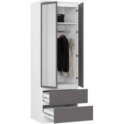 Шкаф Akord Star S60 2D 2SZ + Lustro (White/Grey) Thumb