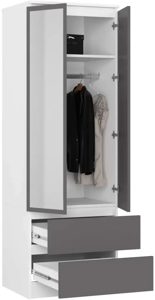 Шкаф Akord Star S60 2D 2SZ + Lustro (White/Grey)
