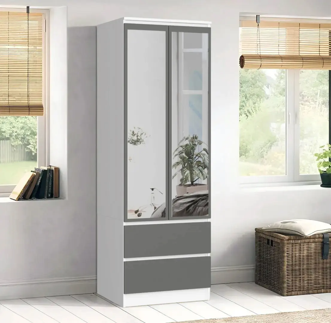 Шкаф Akord Star S60 2D 2SZ + Lustro (White/Grey)