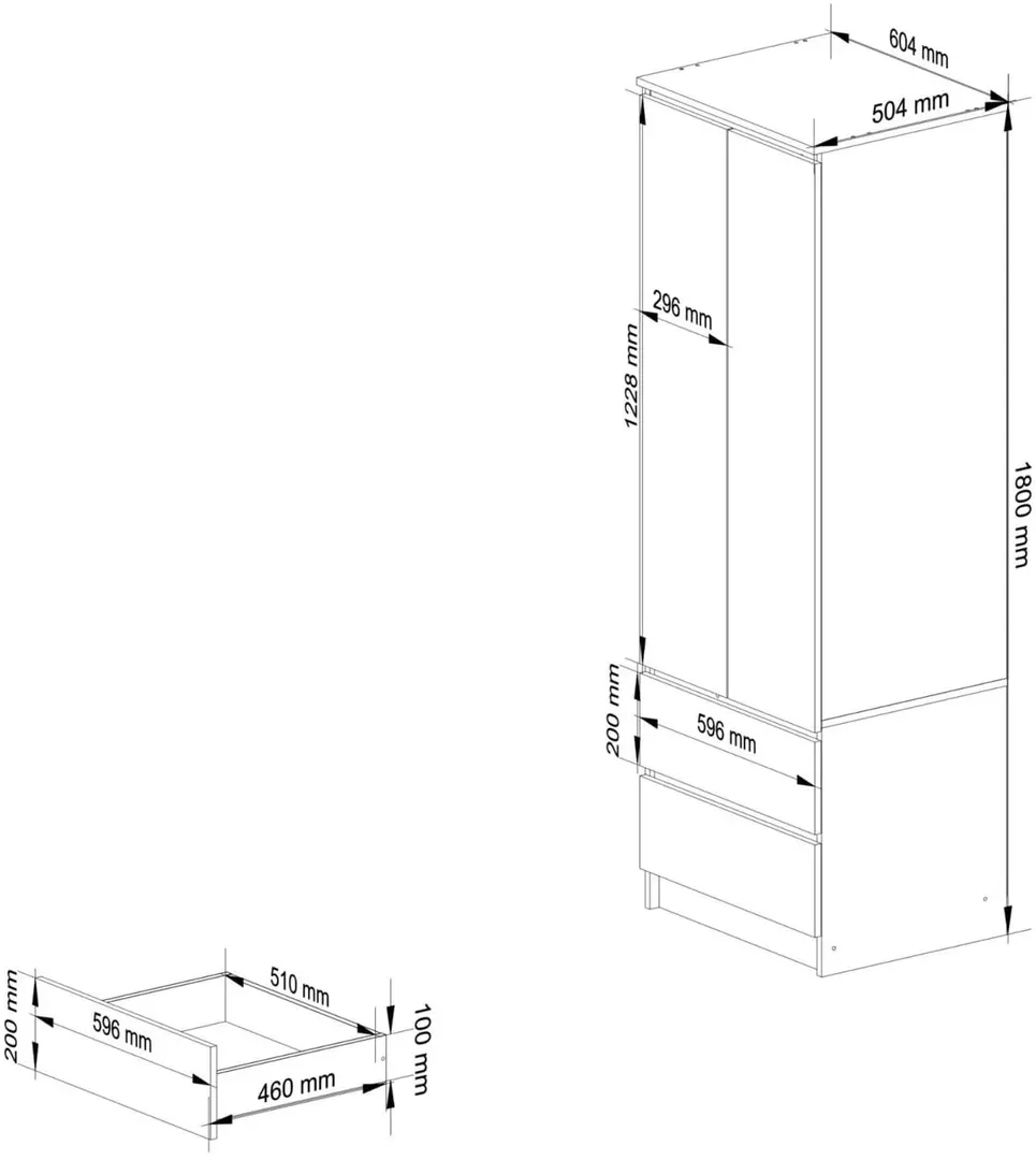 Шкаф Akord Star S60 2D 2SZ PK (Wenge/White) - 6