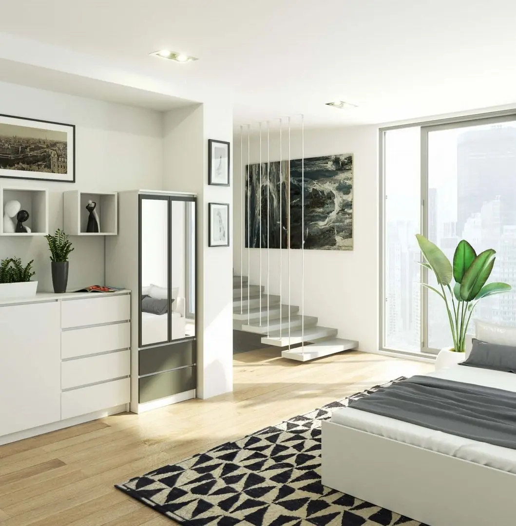 Dulap Akord Star S60 2D2SZ cu oglinda (White/Graphite Gray)