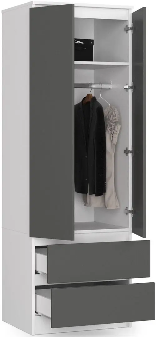 Dulap Akord Star S60 2D2SZ (White/Graphite Gray)