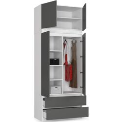 Dulap cu mezanin  Akord S90 2D2SZ (White/Graphite Gray) Thumb