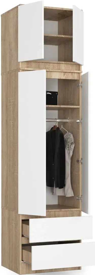 Dulap cu mezanin Akord S60 2D2SZ Star (Sonoma Oak/White)