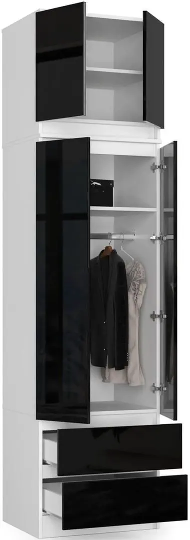 Шкаф с антресолью Akord S60 2D2SZ Star (White/Black Gloss)