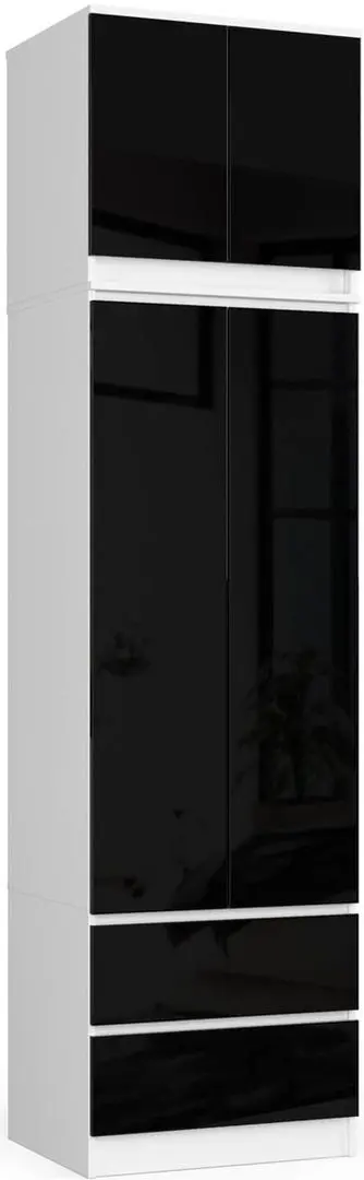 Шкаф с антресолью Akord S60 2D2SZ Star (White/Black Gloss)