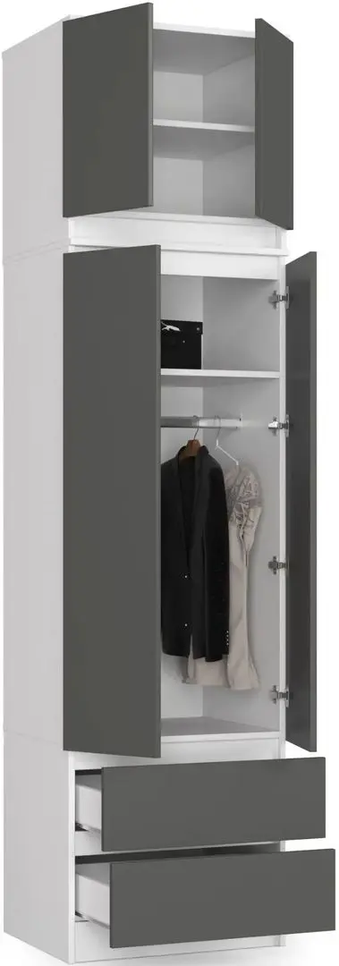 Dulap cu mezanin Akord S60 2D2SZ Star (White/Graphite Gray)