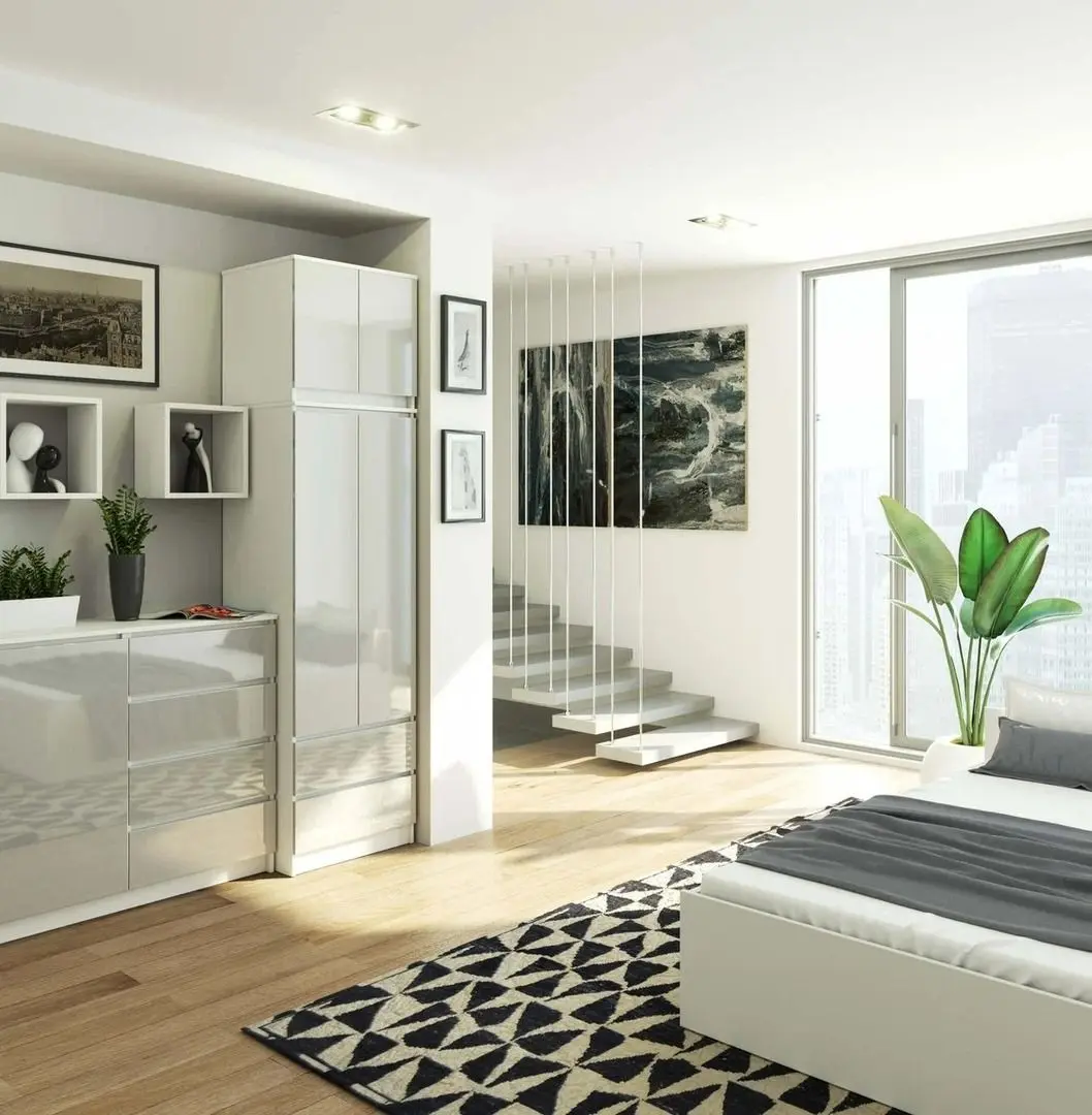 Шкаф с антресолью Akord S60 2D2SZ Star (White/Metallic Gloss)