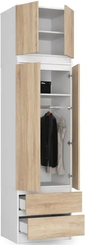 Шкаф с антресолью Akord S60 2D2SZ Star (White/Sonoma Oak)