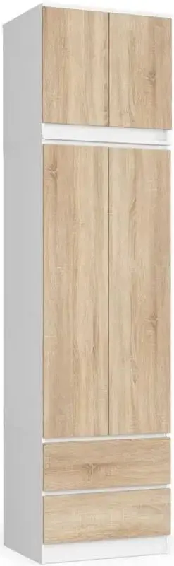 Шкаф с антресолью Akord S60 2D2SZ Star (White/Sonoma Oak)