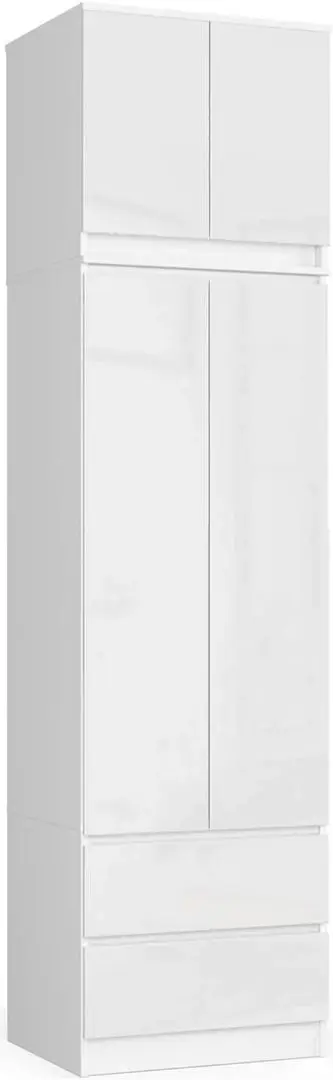 Dulap cu mezanin Akord S60 2D2SZ Star (White/White Gloss)