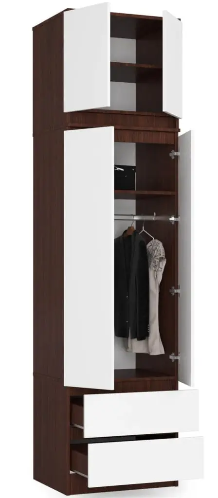Шкаф с антресолью Akord S60 2D 2SZ (Wenge/White) - 3