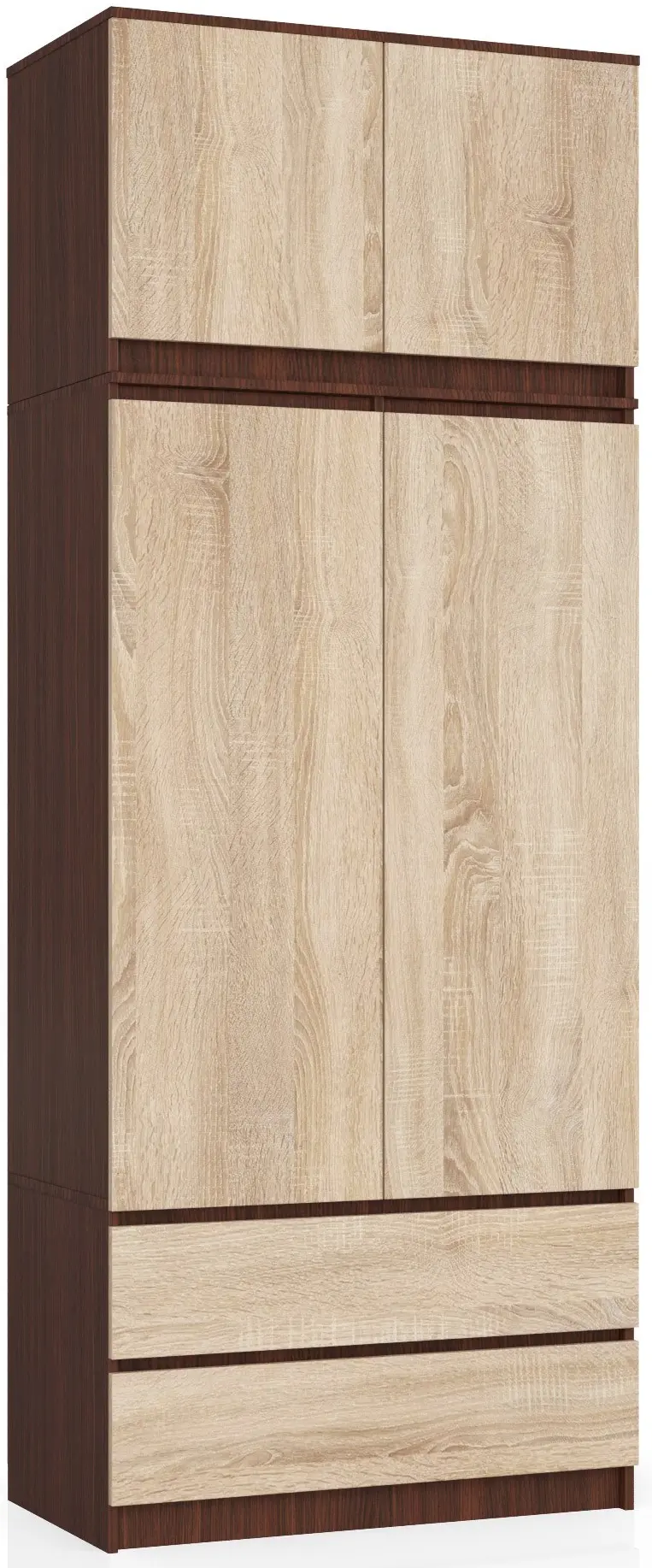 Шкаф с антресолью Akord S90 2D 2SZ (Wenge/Sonoma Oak)